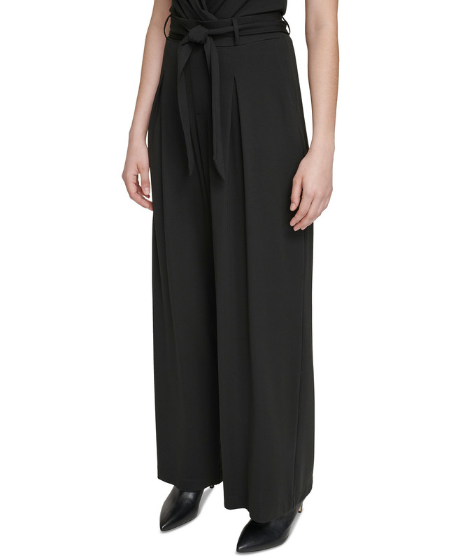 Pantalones para mujer Calvin Klein plisados con cinturón delantero - Imagen 11 de 13