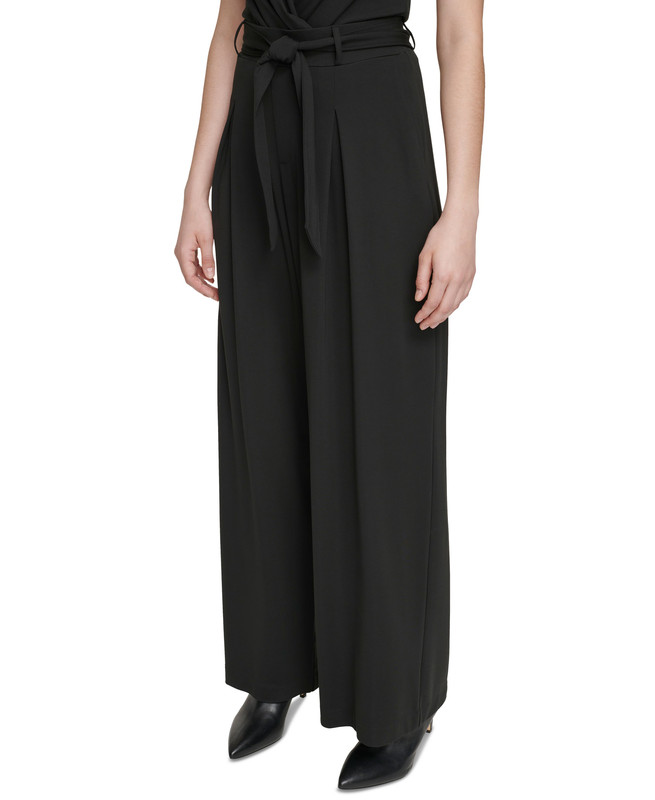 Pantalones para mujer Calvin Klein plisados con cinturón delantero - Imagen 8 de 13