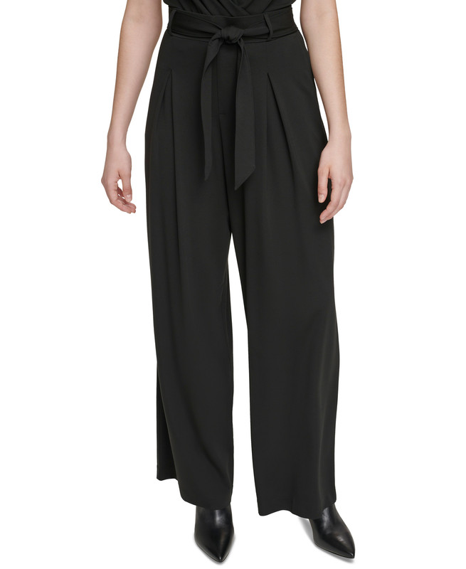 Pantalones para mujer Calvin Klein plisados con cinturón delantero - Imagen 6 de 13