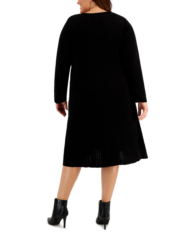 Calvin Klein Women's Plus Crewneck Long-Sleeve Sweater Dress - Picture 7 of 12