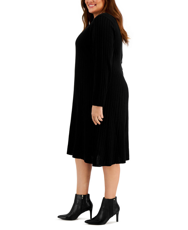 Calvin Klein Women's Plus Crewneck Long-Sleeve Sweater Dress - Picture 10 of 12