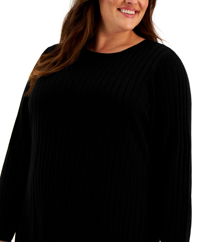 Calvin Klein Women's Plus Crewneck Long-Sleeve Sweater Dress - Picture 12 of 12