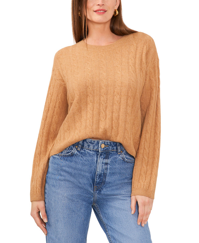 1.STATE Women's Crewneck Long-Sleeve Cable-Knit Sweater - Picture 11 of 12