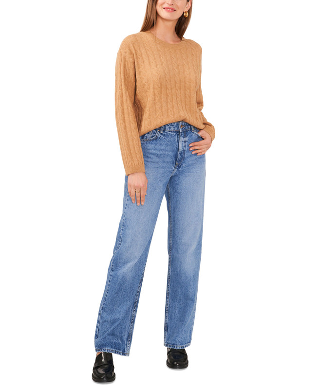 1.STATE Women's Crewneck Long-Sleeve Cable-Knit Sweater - Picture 9 of 12