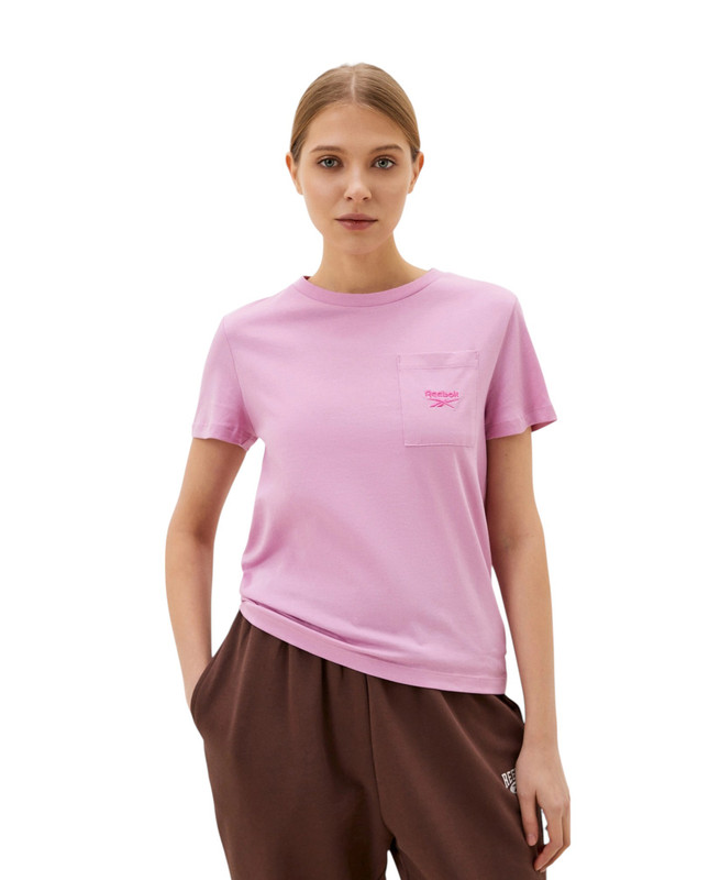 Camiseta de algodón con bolsillo con logotipo pequeño activa Reebok para mujer - Imagen 4 de 6