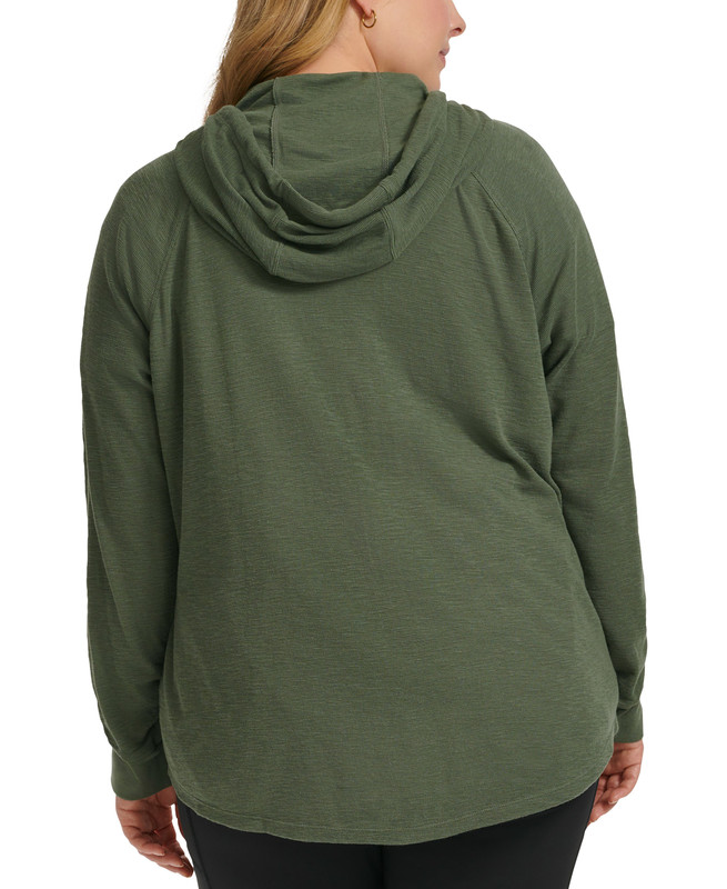 Calvin Klein Performance Women's Plus Size Ruched-Sleeve Zip Hoodie - Picture 7 of 7