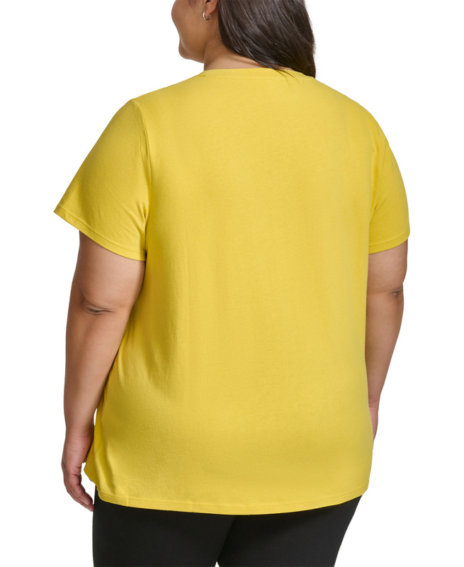 Camiseta de manga corta Calvin Klein Performance para mujer talla grande de algodón con cuello en V - Imagen 12 de 13