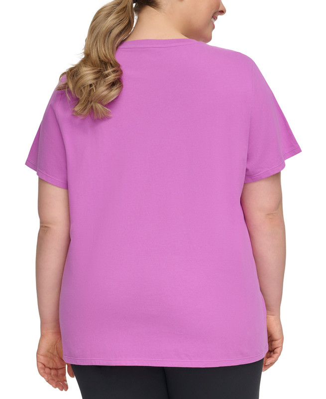 Camiseta de manga corta Calvin Klein Performance para mujer talla grande de algodón con cuello en V - Imagen 8 de 13