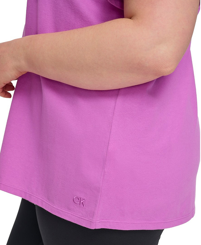 Camiseta de manga corta Calvin Klein Performance para mujer talla grande de algodón con cuello en V - Imagen 9 de 13