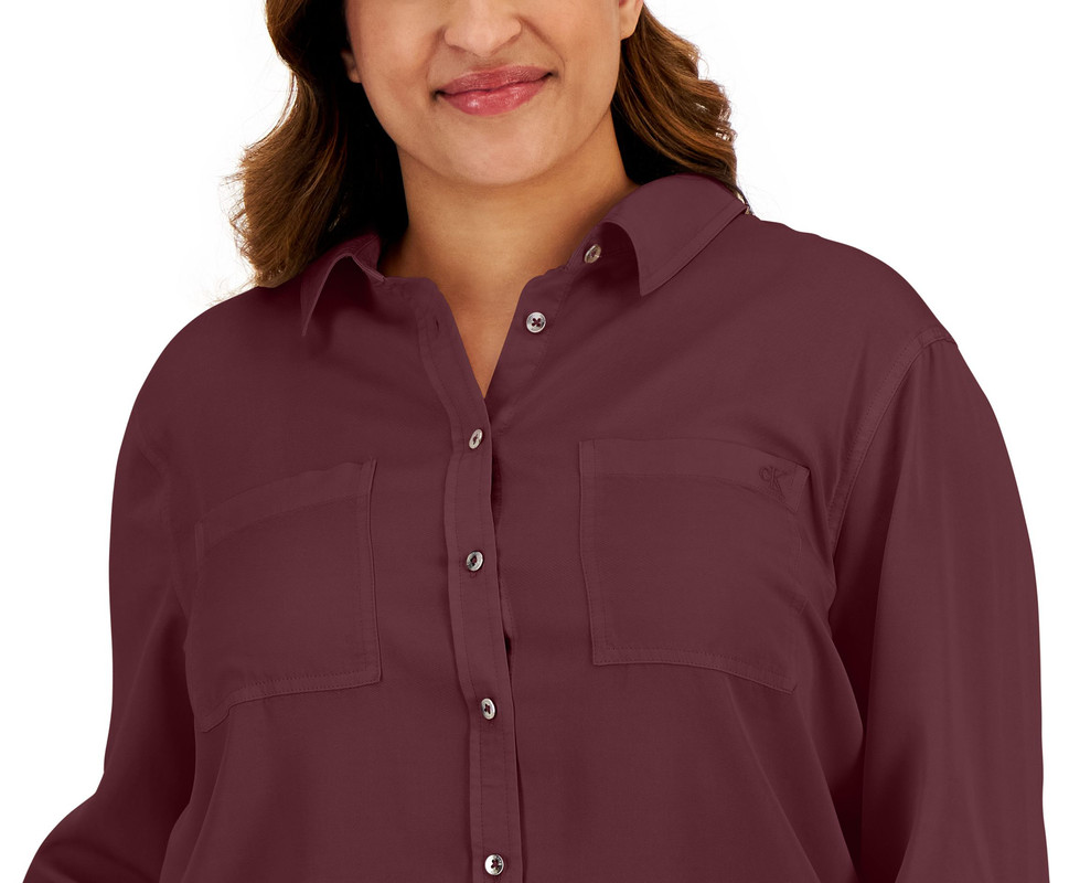 Calvin Klein Jeans Women's Trendy Plus Size Utility Shirt - Picture 8 of 8