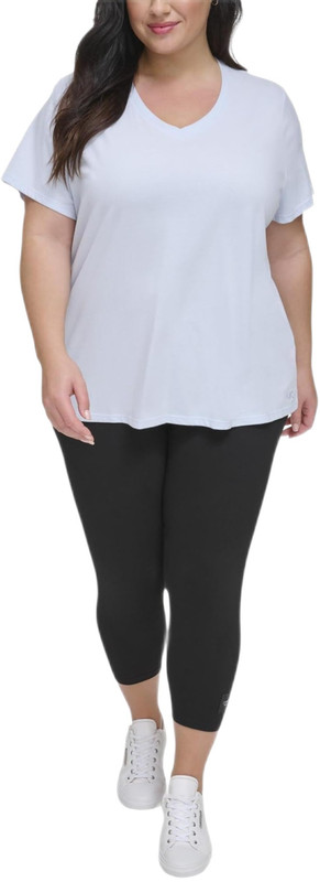 Calvin Klein Performance Women's Plus Size Cotton V-Neck Short-Sleeve T-Shirt - Picture 11 of 15
