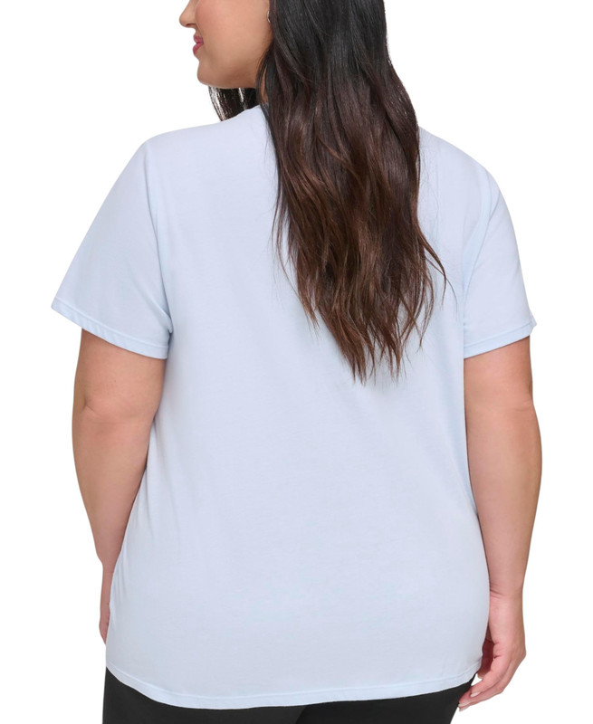 Calvin Klein Performance Women's Plus Size Cotton V-Neck Short-Sleeve T-Shirt - Picture 13 of 15