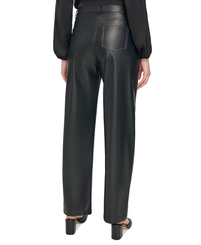 Pantalones para mujer Calvin Klein de pierna delgada de imitación de cuero - Imagen 8 de 10