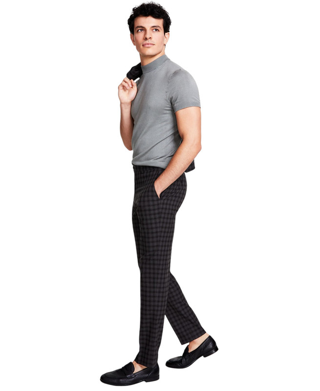 Bar III Men's Slim-Fit Check Suit Pants - Picture 9 of 10