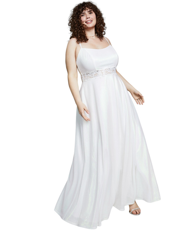 City Studios Women's Trendy Plus Metallic Sleeveless Gown - Picture 5 of 16