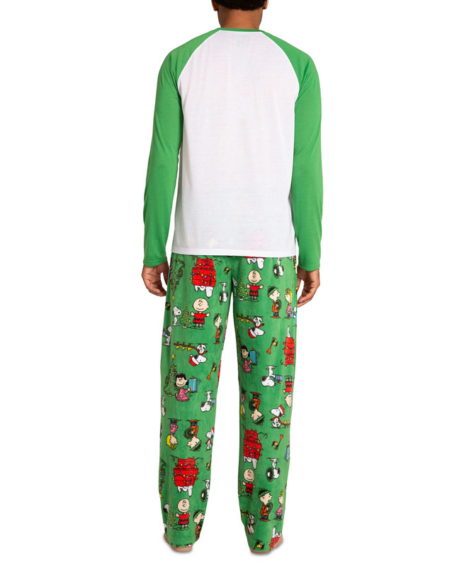 Briefly Stated Men's Matching Peanuts Raglan-Sleeve Top and Pajama Pants Set - Picture 5 of 6
