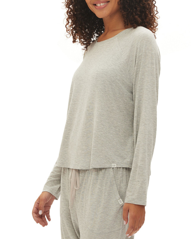 GapBody Women's Long-Sleeve Crewneck Pajama Top - Picture 5 of 6