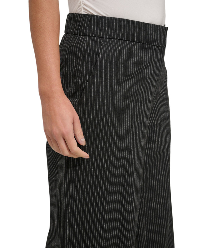 DKNY Women's Pinstriped Full-Length Wide-Leg Pants - Picture 10 of 10