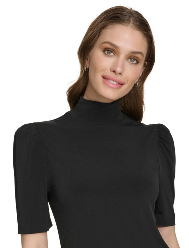 DKNY Women's Mock-Neck Puff-Sleeve Top - Picture 14 of 14