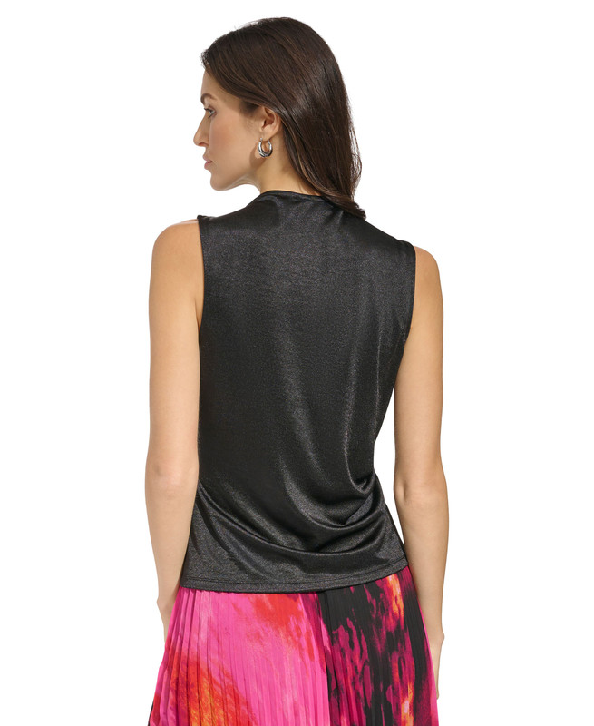 DKNY Women's Draped Sparkle Sleeveless Top - Picture 8 of 10