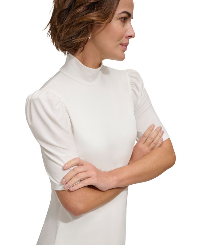 DKNY Women's Mock-Neck Puff-Sleeve Top - Picture 12 of 14