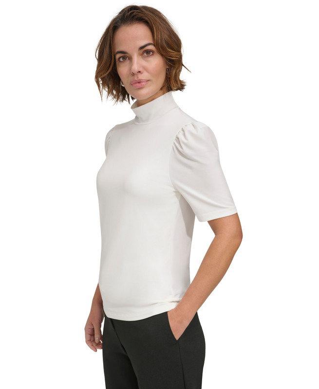 DKNY Women's Mock-Neck Puff-Sleeve Top - Picture 9 of 14
