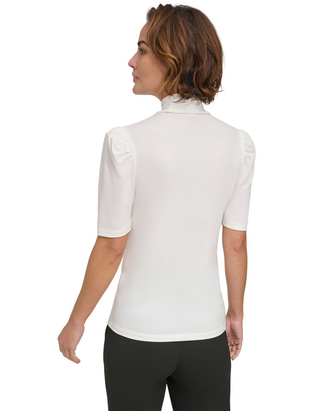 DKNY Women's Mock-Neck Puff-Sleeve Top - Picture 11 of 14