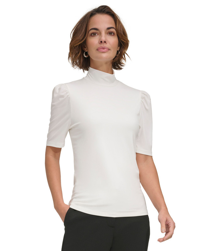DKNY Women's Mock-Neck Puff-Sleeve Top - Picture 10 of 14