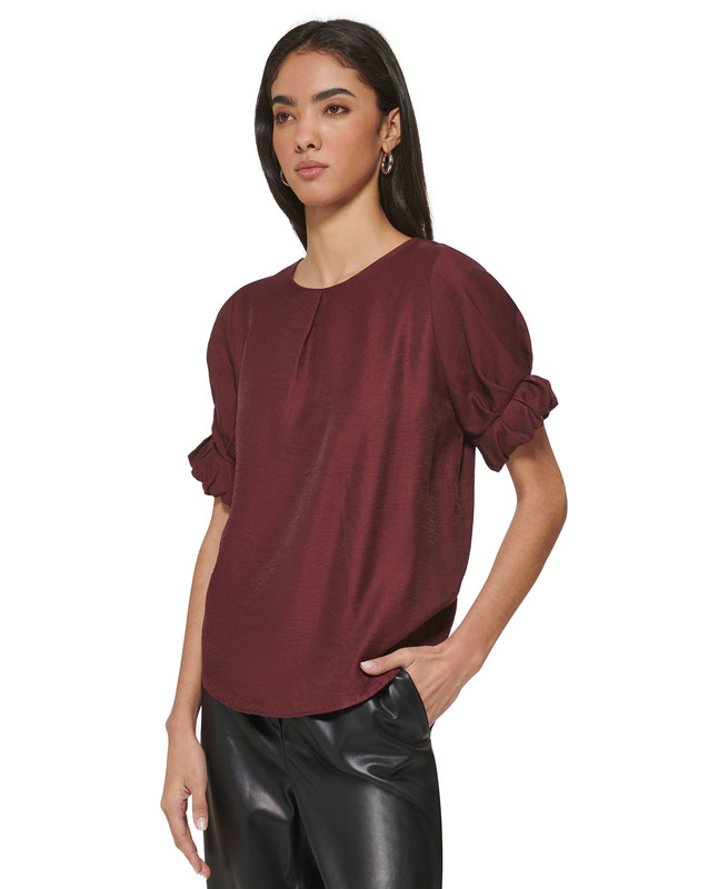 DKNY Women's Textured Cuffed-Sleeve Top - Picture 11 of 13