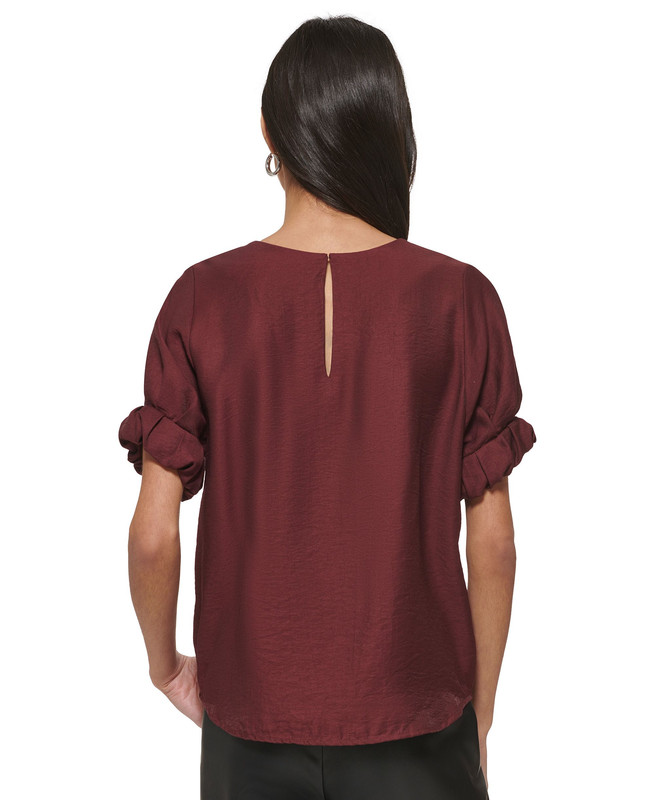 DKNY Women's Textured Cuffed-Sleeve Top - Picture 10 of 13