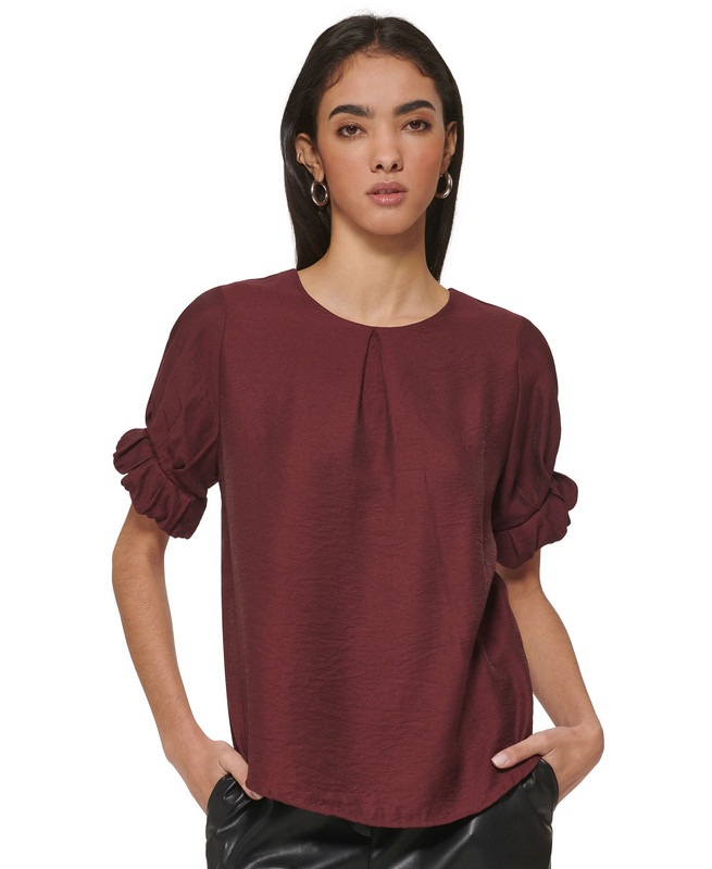 DKNY Women's Textured Cuffed-Sleeve Top - Picture 9 of 13