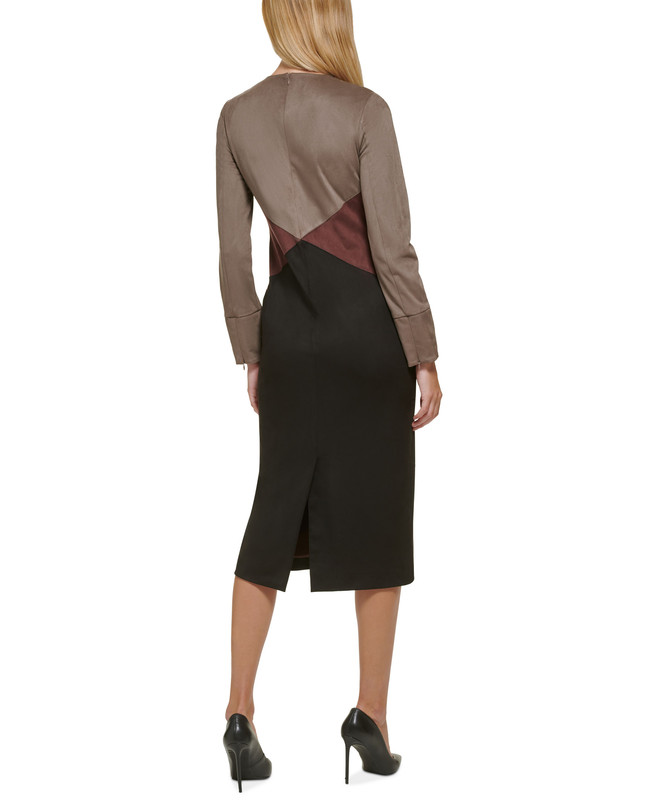 Donna Karan Women's Colorblocked Long-Sleeve Sheath Dress - Picture 5 of 6