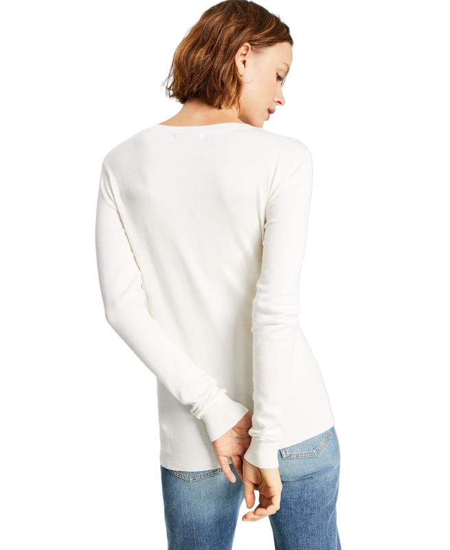 GUESS Women's Liliane Long Sleeve Sweater – Rhinestone Embroidered Logo, Ribbed Trim - View #3