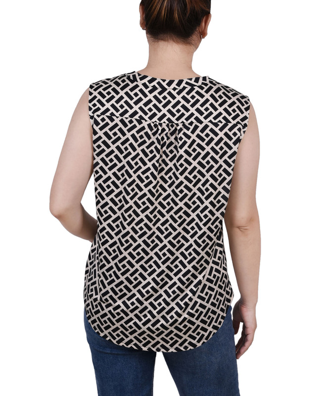 売れ筋商品|||ニューヨークコレクション カットソー トップス レディース Petite Sleeveless Knit Y-neck Top Black Doeskin Greek Key NY Collection Women's Petite Sleeveless Knit Y-neck Top | eBay