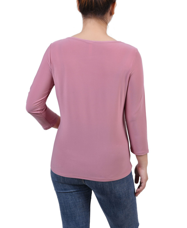 NY Collection Women's Petite 3/4 Sleeve Cutout Top | eBay