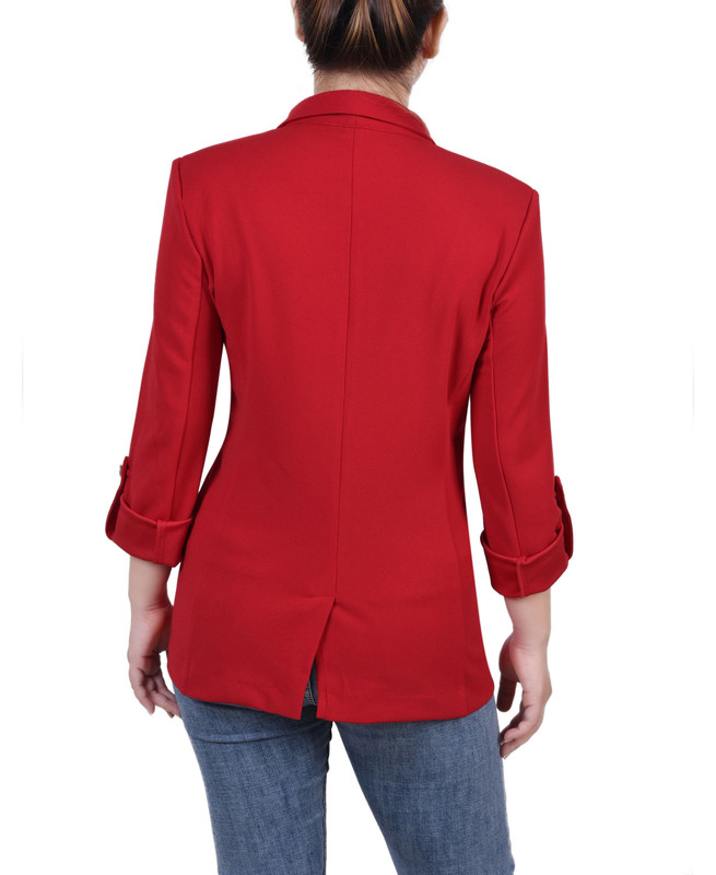 NY Collection Women's Petite Long Sleeve Double Breasted Crepe Blazer - Picture 10 of 17