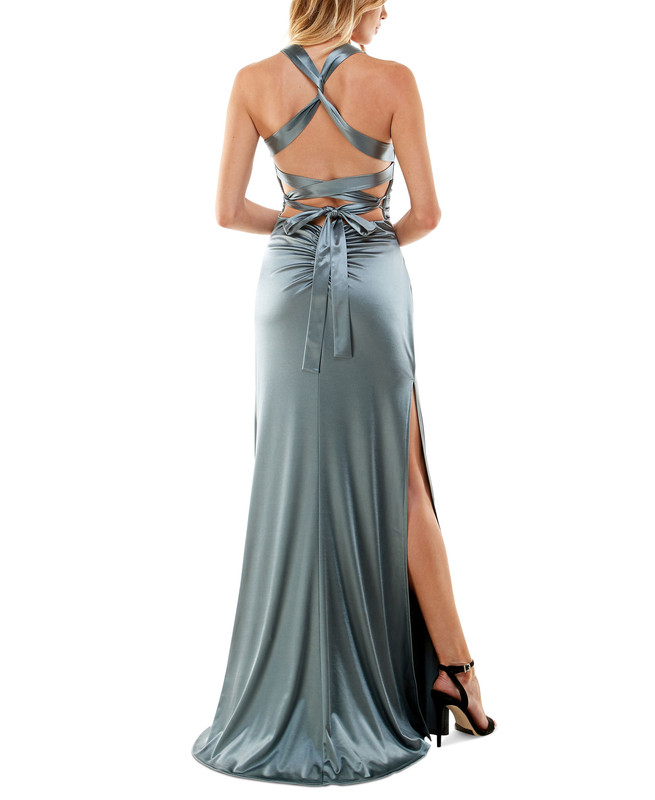 B Darlin Women's Juniors' Strappy-Back Satin Gown | eBay