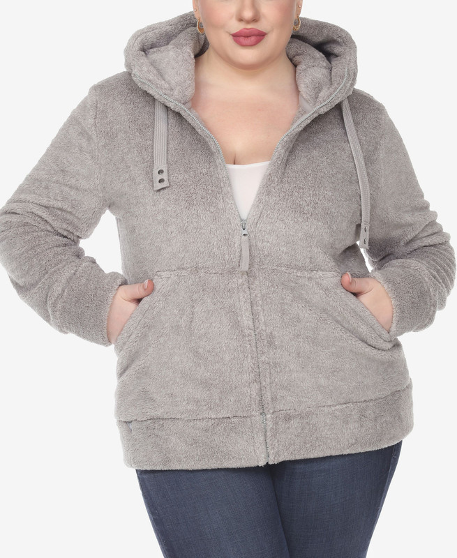 White Mark Women's Plus Size Hooded Sherpa Jacket - Picture 6 of 17