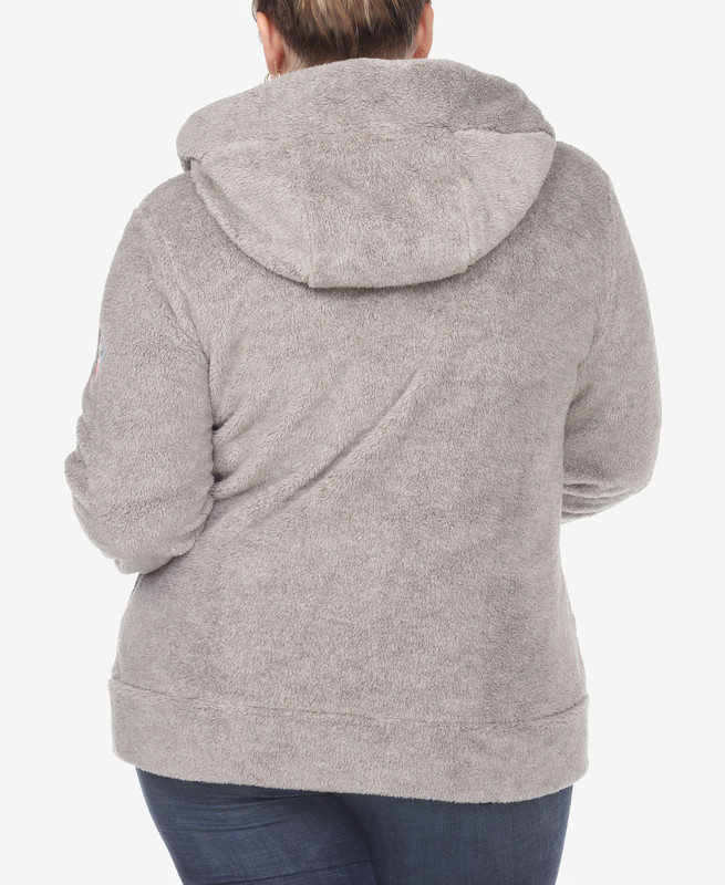 White Mark Women's Plus Size Hooded Sherpa Jacket - Picture 7 of 17
