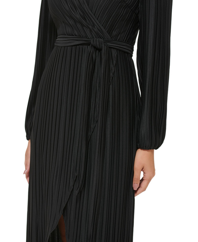 Guess Women's Pleated Woven Faux-Wrap V-Neck Maxi Dress - Picture 12 of 12