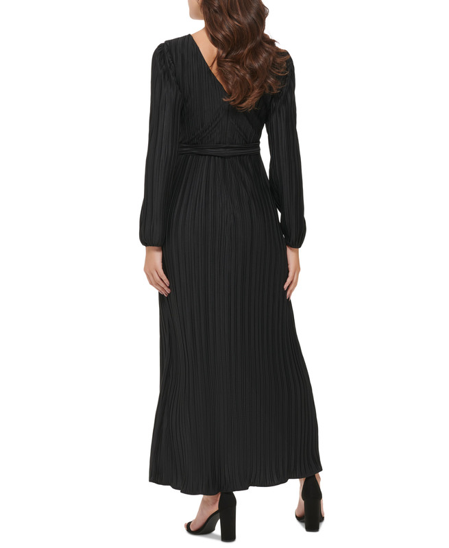 Guess Women's Pleated Woven Faux-Wrap V-Neck Maxi Dress - Picture 10 of 12