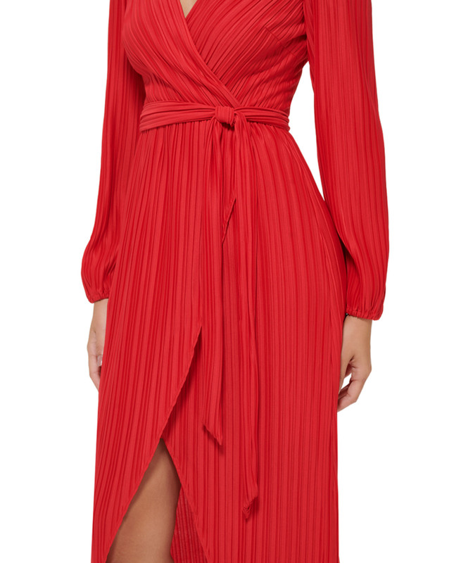 Guess Women's Pleated Woven Faux-Wrap V-Neck Maxi Dress - Picture 8 of 12