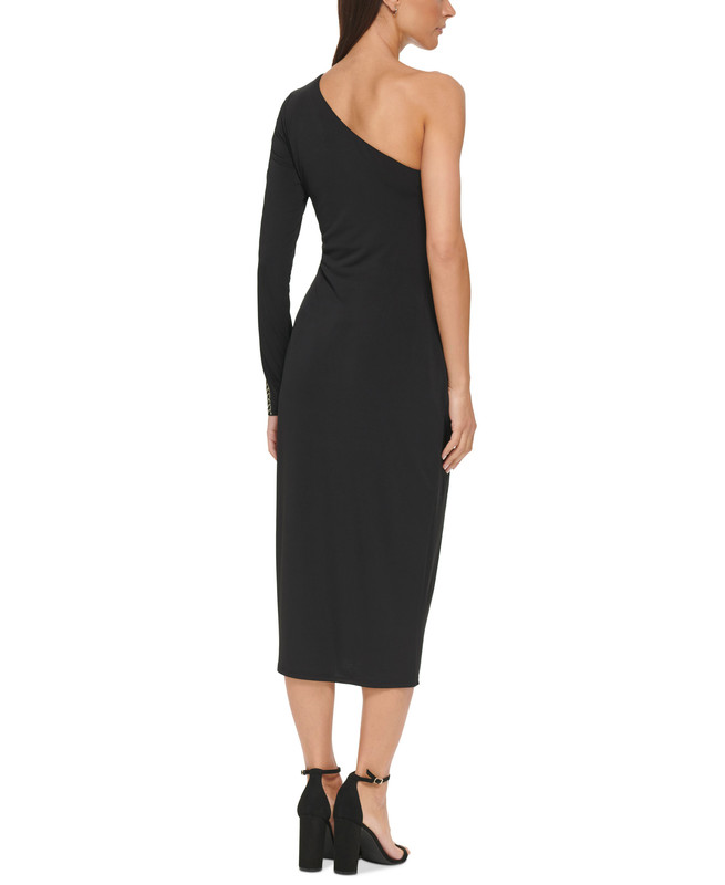 Guess Women's One-Should Embellished-Sleeve Midi Dress - Picture 6 of 8