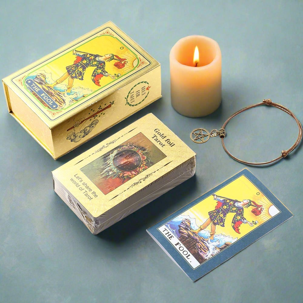 Beginner Tarot Deck With Meaning Keywords, Silver Black Gold Foil Premium Cards - Picture 13 of 14
