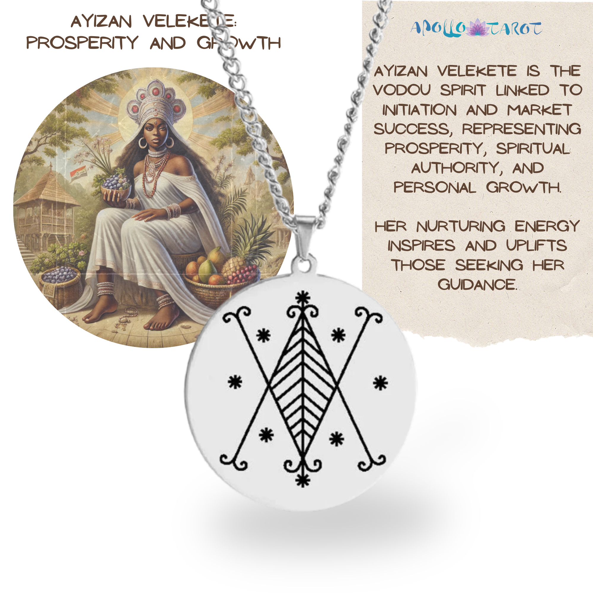 Silver Voodoo Veve Symbols Necklace • Afro-Caribbean Vodou Jewelry Loa Amulet - Picture 23 of 28
