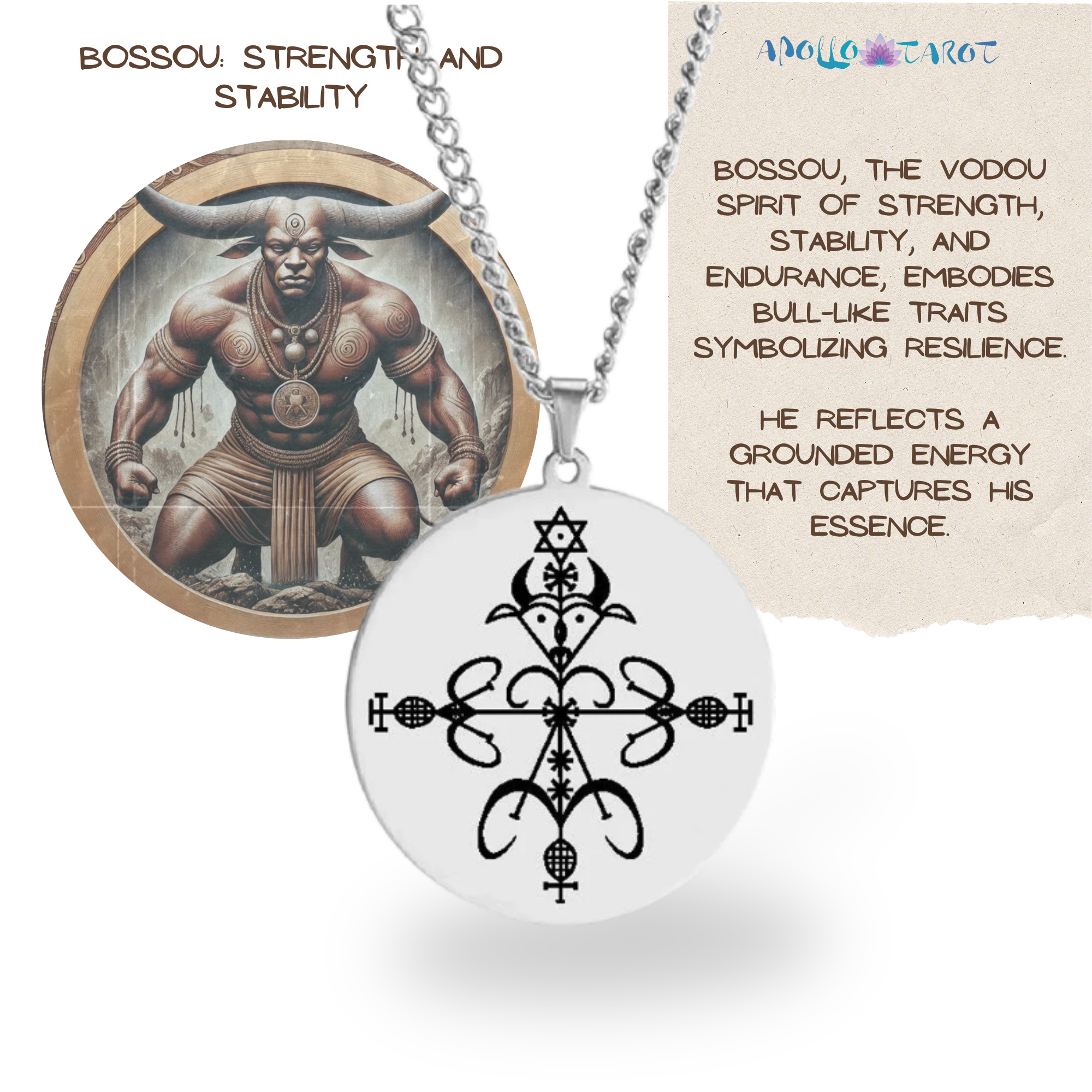 Silver Voodoo Veve Symbols Necklace • Afro-Caribbean Vodou Jewelry Loa Amulet - Picture 25 of 28