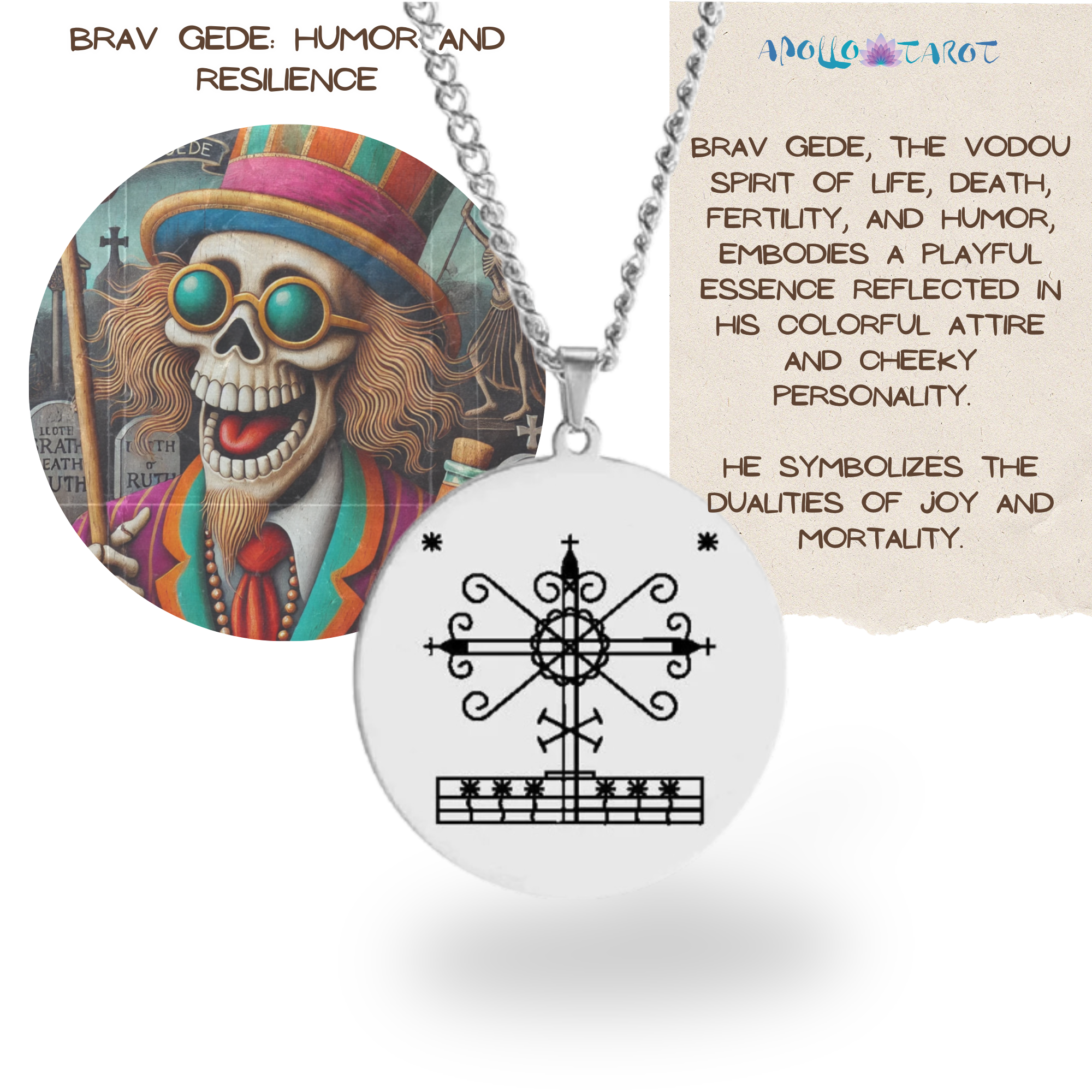 Silver Voodoo Veve Symbols Necklace • Afro-Caribbean Vodou Jewelry Loa Amulet - Picture 26 of 28