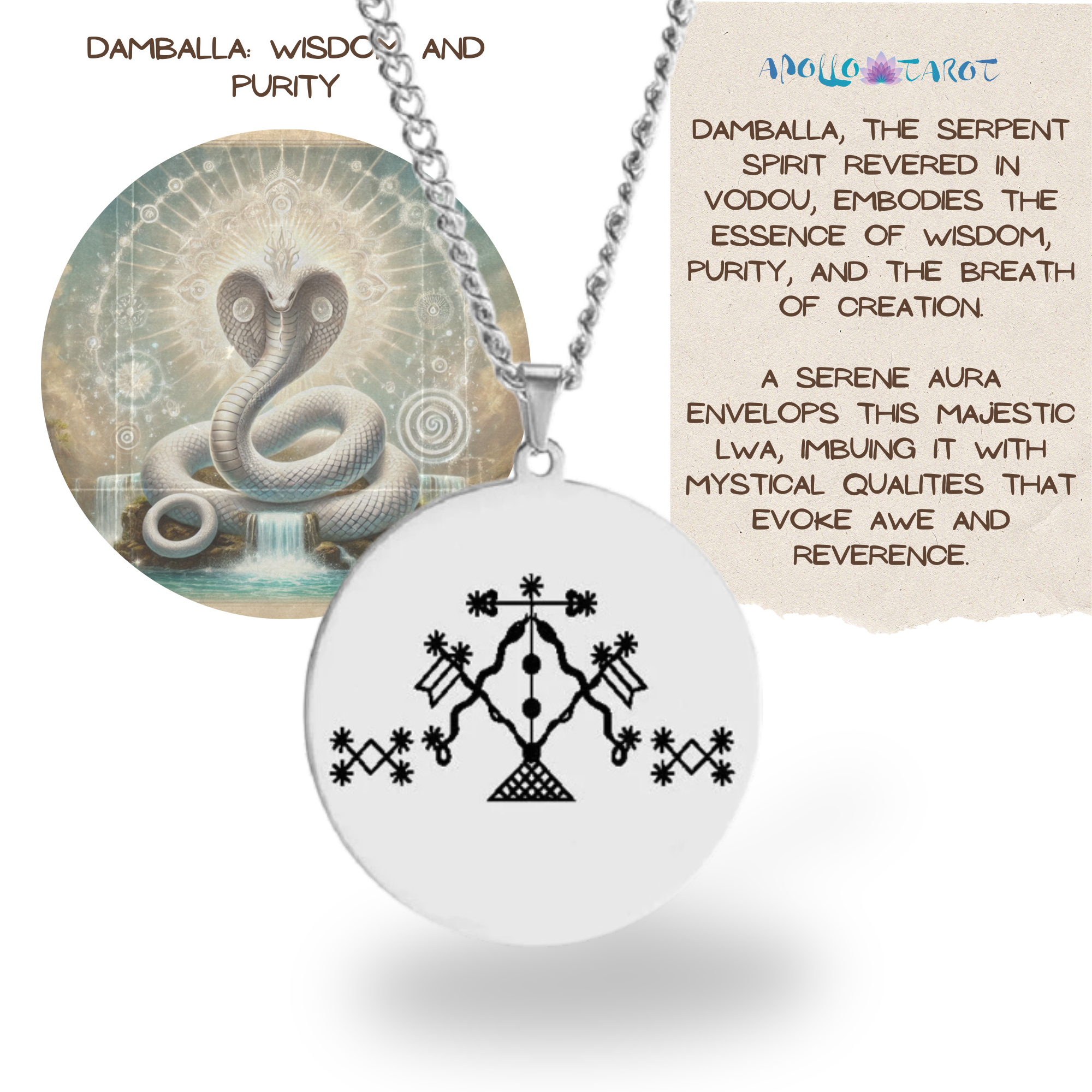 Silver Voodoo Veve Symbols Necklace • Afro-Caribbean Vodou Jewelry Loa Amulet - Picture 9 of 28