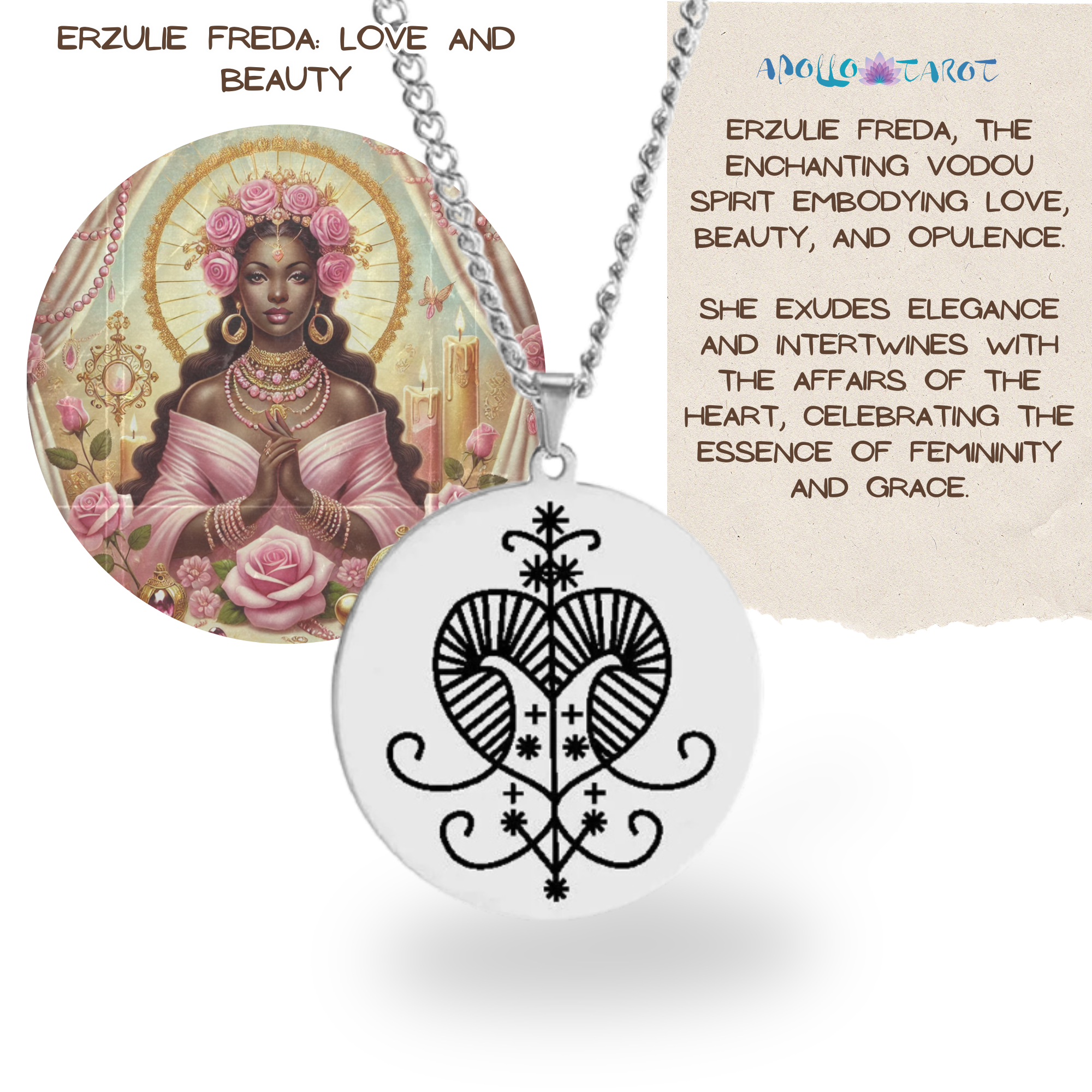 Silver Voodoo Veve Symbols Necklace • Afro-Caribbean Vodou Jewelry Loa Amulet - Picture 22 of 28