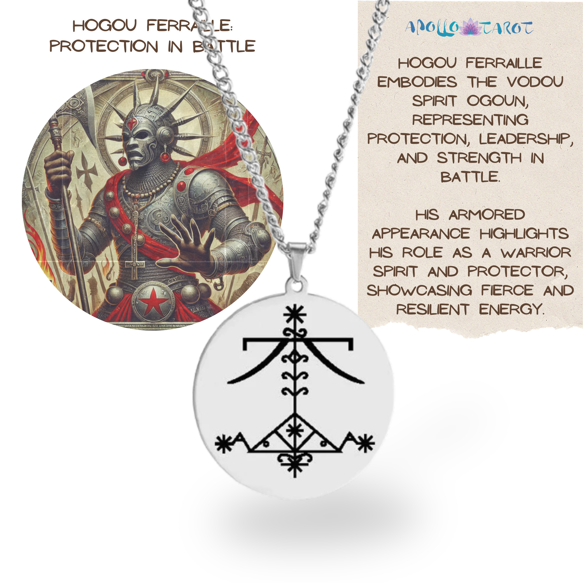 Silver Voodoo Veve Symbols Necklace • Afro-Caribbean Vodou Jewelry Loa Amulet - Picture 13 of 28